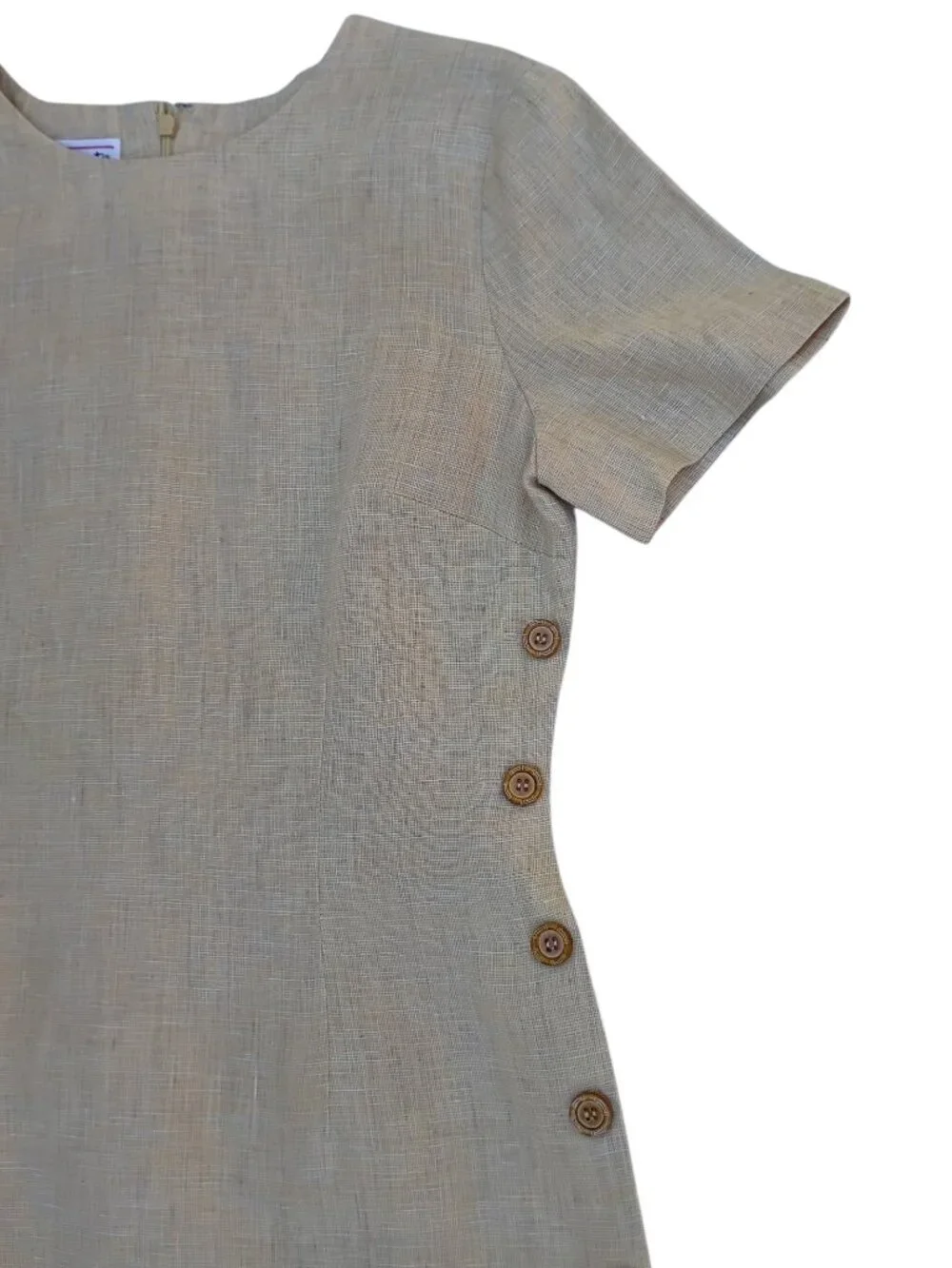Talbots vintage wheat color linen lined maxi dress sz 6 - Picture 7 of 14